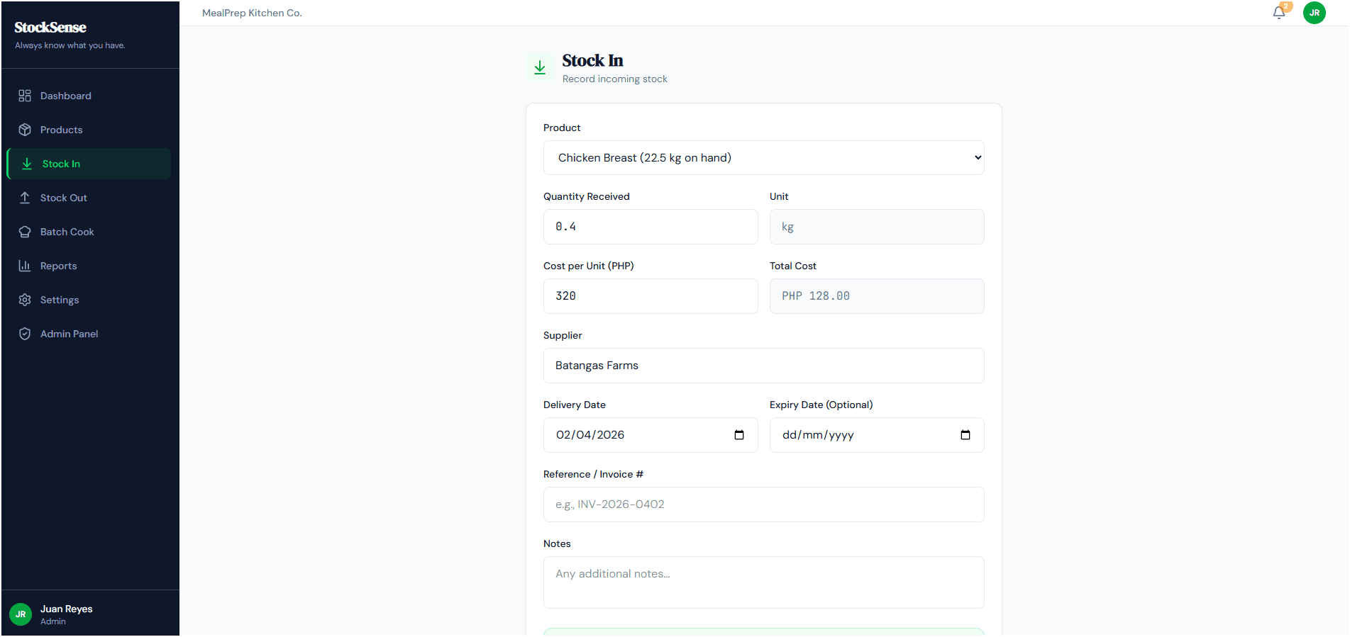StockSense — Inventory Management System — custom software project by Real Solutions PH, Philippines — screenshot 3